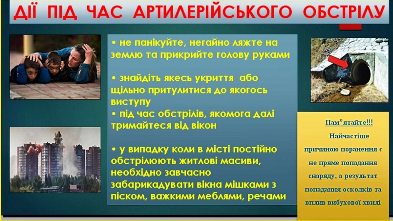 Як діяти під час артилерійського обстрілу 